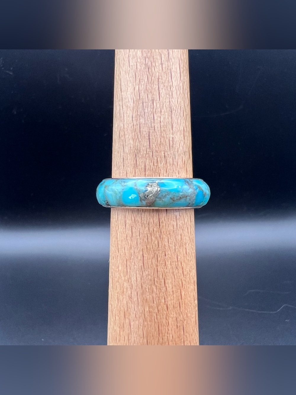 Sterling Silver Turquoise Eternity Band - Picture 2 of 6